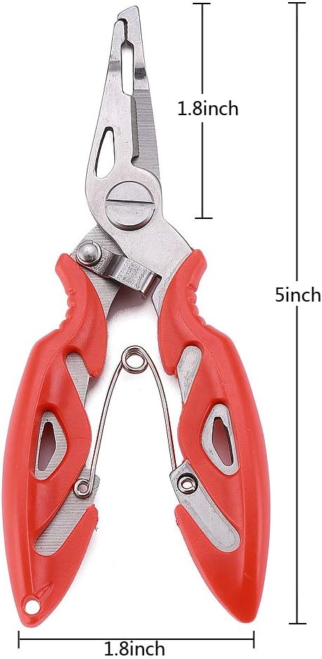 FOSTAR Fishing Pliers, Stainless Steel Hook Remover, Fishing Line Scissors, Braided Line Cutters, Split Ring Opener, 5 Inch Fishing Tool