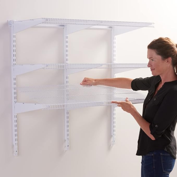 Rubbermaid 36" Pantry Organization Shelf System Direct Wall Mount 4 Shelves and Mounting Hardware Kit Included White Wire Shelving System for Home/Pantry/Closet