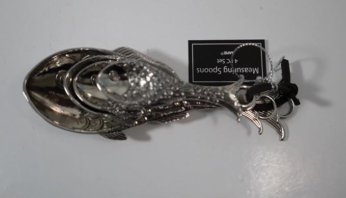 Ganz 4-Piece Set, Fish Measuring Spoon, One Size, silver