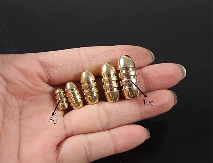 Toasis Brass Fishing Weight Texas Carolina Rig Fishing Bullet Sinker Set Assorted Size