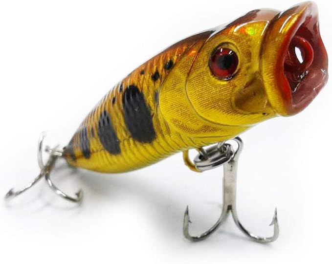 SEASKY Fishing Plug Lures Micro Popper Topwater Trout Attack in Freshwater (Yellow)
