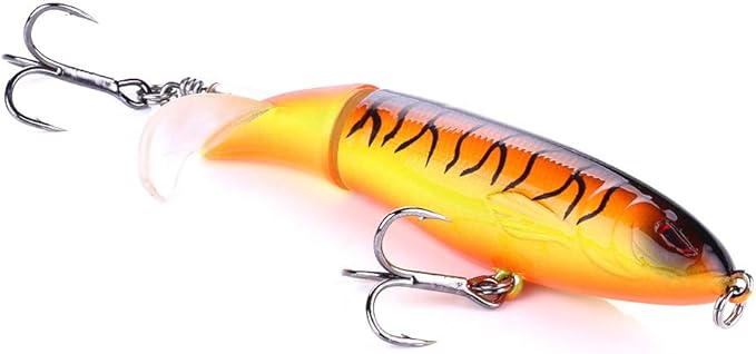 Topwater Fishing Lures With Storage Box, Whopper Popper for Bass, Catfish, Pike, Perch - Floating Pencil Bait With Rotating Tail for Freshwater or Saltwater