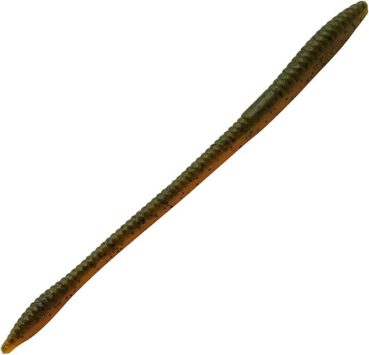 Soft Plastic Worm Lures for Bass Fishing, 6 inch Finesse Ribbed Worm Bait for Drop Shot, Shaky Head, Neko & Texas Rig, Natural Fall, Salt Infused, 12-Pack