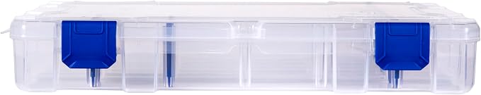 Flambeau Outdoors 4007 Tuff Tainer Fishing Tackle Box with Zerust Anti-Rust Dividers - Includes 12 Dividers, 24 Compartments, Clear Fishing Lure Organizer - 11" x 7.25" x 1.75"