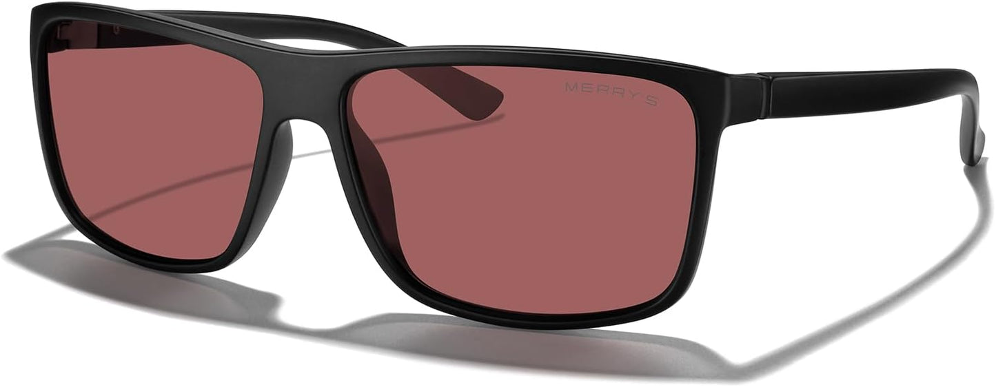 MERRY'S Rectangular Polarized Sports Sunglasses for Men Women Cycling Driving Fishing UV400 Protection S8225