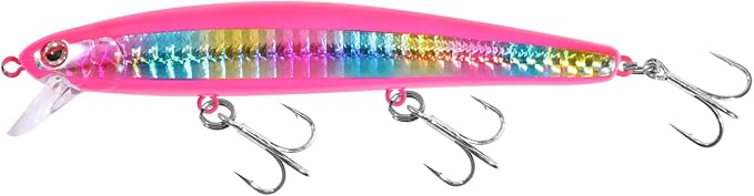 LITTMA California Surf Fishing Lures Saltwater Jerkbait Crankbait Surf Minnow 110/125 - Metallic Sardine Super Glow & Pearl Pink Belly Glow Lures for Halibut & Striper Fishing