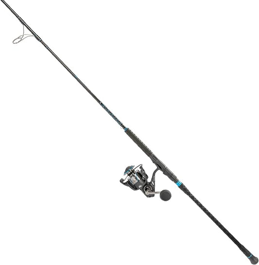 Quantum Benchmark Spinning Reel and Fishing Rod Combo, Graphite Composite Blank, 5+1 Bearings, Silver/Blue