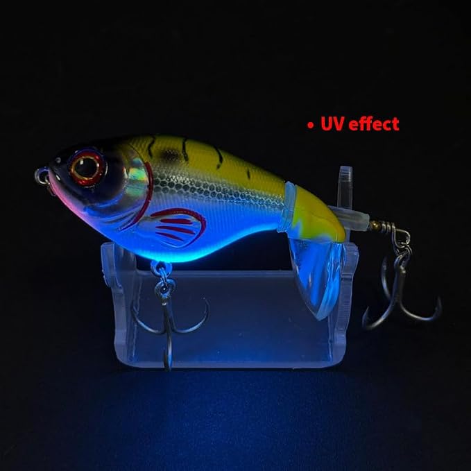Topwater Fishing Lures 3pcs Fishing Bait Kit Bass Fishing Lure with Floating Rotating Tail Trout Pike Perch Swimbaits AH7517 2.95in Saltwater Plopper Bait Teasers Gift for Men Musky Lures
