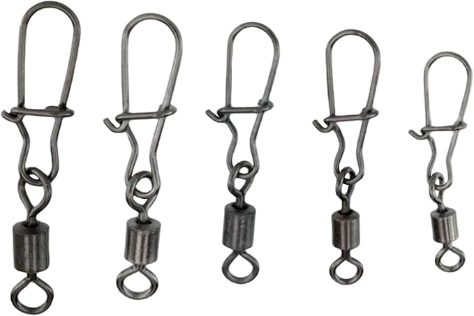 Dnyta 150 Pcs Speed Clips for Fishing Lures, Enhanced Fishing Snap Swivels Pins, Rolling Ball Bearing Barrel Swivel Freshwater (7Lb-104Lb)