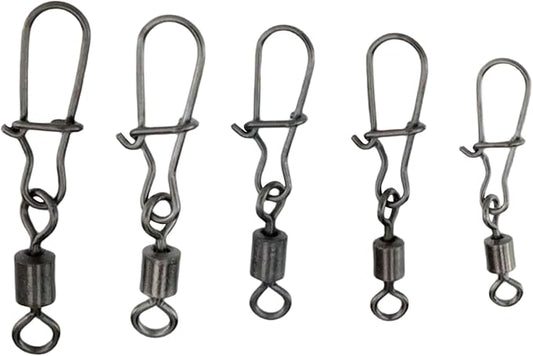 Dnyta 150 Pcs Speed Clips for Fishing Lures, Enhanced Fishing Snap Swivels Pins, Rolling Ball Bearing Barrel Swivel Freshwater (7Lb-104Lb)