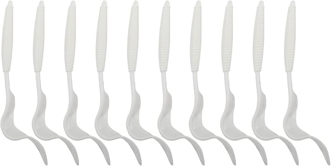 Soft Fishing Lures 3.5cm Red Worm Earthworm Bait Simulation PVC Gel Squid Tentacles for Freshwater Saltwater Fishing Tackle 10 Pack(White)