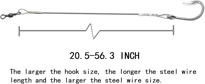 3/0-5/0 Shark Surf Rigs with 20 Inch 49-Strands Steel Leader(120Pound),Deep Sea Hooks for Big Fish