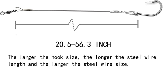 3/0-5/0 Shark Surf Rigs with 20 Inch 49-Strands Steel Leader(120Pound),Deep Sea Hooks for Big Fish