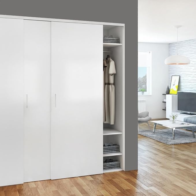 Sliding Closet Door Hardware Kit - 78-inch Double Track for 2 Or 3 Bypass Doors Up to 100lbs - SLID'UP 110