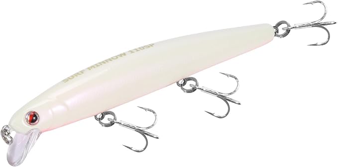 LITTMA California Surf Fishing Lures Saltwater Jerkbait Crankbait Surf Minnow 110/125 - Metallic Sardine Super Glow & Pearl Pink Belly Glow Lures for Halibut & Striper Fishing