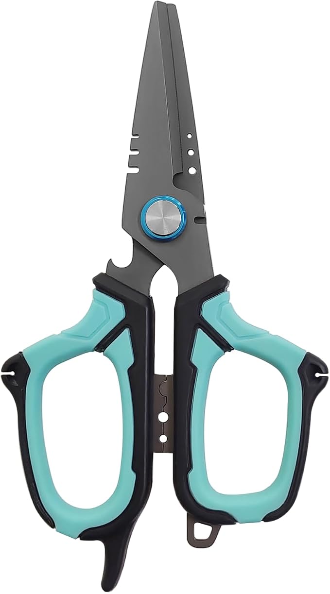 Eupheng 6.5" Pro Multifunction Fishing Scissors for Braided Line Mono Fluorocarbon wire lines,Dual Serrated Titanium Blades Non-Slip Grip Fishing Shears Enlarged Finger Holes with Bottle Opener