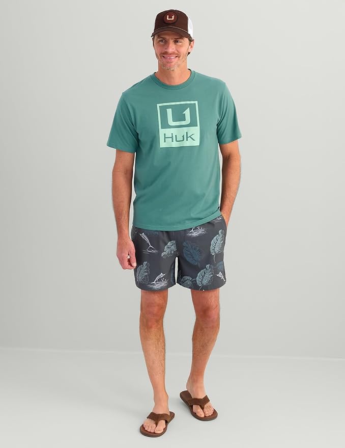 HUK Mens Performance Fishing Logo Tee, Short Sleeve T-Shirt for Men