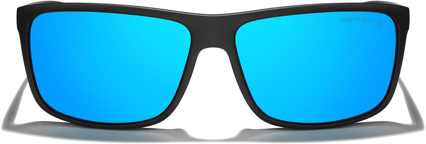 MERRY'S Rectangular Polarized Sports Sunglasses for Men Women Cycling Driving Fishing UV400 Protection S8225