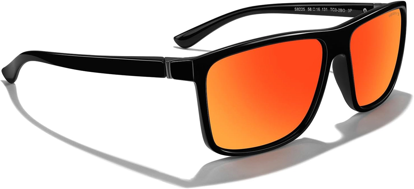 MERRY'S Rectangular Polarized Sports Sunglasses for Men Women Cycling Driving Fishing UV400 Protection S8225