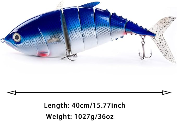 Large Multi Jointed Fishing Lures Bait,Big Giant Fishing Bass Lures,Crankbaits Swimbaits with Treble Hook