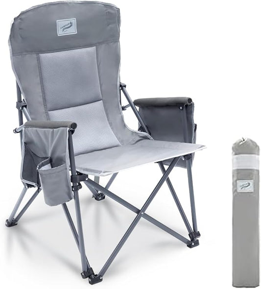 Camphor Designs Heavy Duty Portable Folding Camping Chair for Adults with Comfy Padded Backrest | for Outdoor & Sports, Backpacking, Beach, Lawn, Hunting, Tailgating, Fishing | Supports 400 Lbs