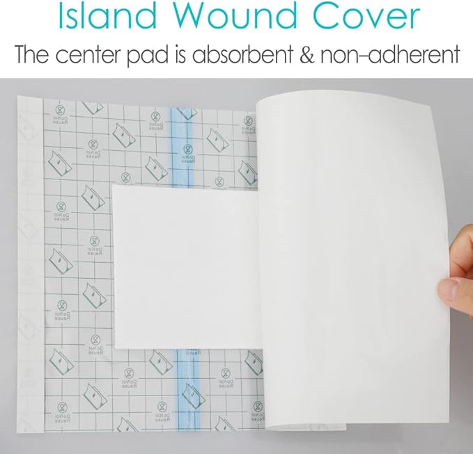 Waterproof Shower Cover Shields Dialysis Port Picc Line Chest Catheter PD Peritoneal Dialysis Chemo, Non-Stick Center Pad for Feeding Tube Peg G-Tube Patient Bandage Protector, 12"x14"(Pack of 7)