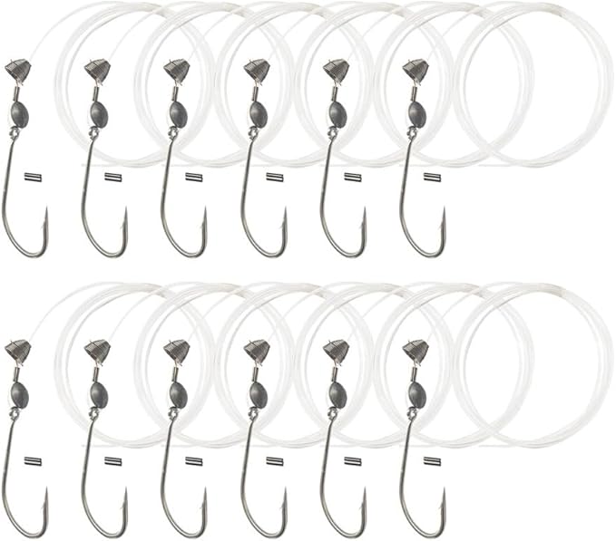 VIKETECH 12Pcs Ballyhoo Rig Stainless Steel Offshore Trolling Rig with 140lbs Mono 7/0 8/0 9/0 Hook for Tuna Marlin Wahoo Mahi Mahi