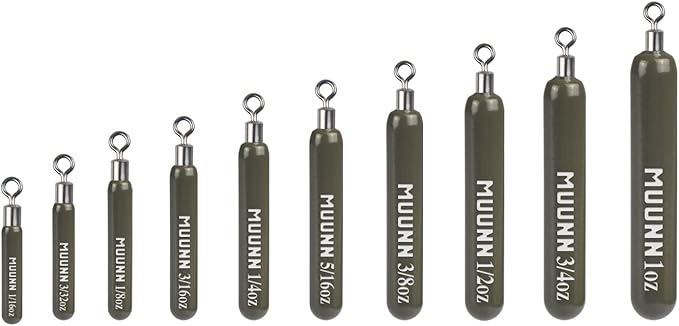 10 Pack Tungsten Skinny Drop Shot Weights, Pencil Sinkers with Round Eye for Free Rig & Finesse Bass Fishing, Drop Shot Rig Weights