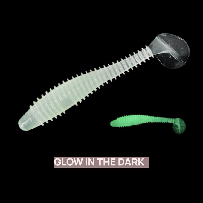 50pcs Soft Plastic Swimbait, 7cm Soft Fishing Lures, T-Tail Swim Baits Kit for Bass Trout for Saltwater and Freshwater
