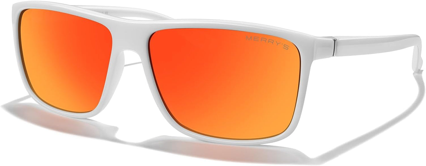 MERRY'S Rectangular Polarized Sports Sunglasses for Men Women Cycling Driving Fishing UV400 Protection S8225