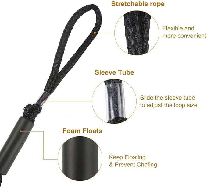 Bungee Dock Lines for Boat Shock Absorb Dock Tie Mooring Rope Boat Accessories 4-5.5 ft,4Pack (Black)