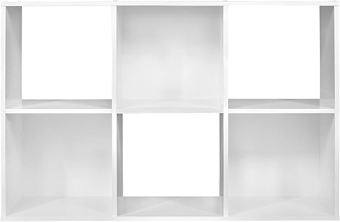 ClosetMaid Cubeicals 6 Cube Storage Shelf Organizer Bookshelf, Stackable, Vertical or Horizontal, Easy Assembly, Wood, White Finish