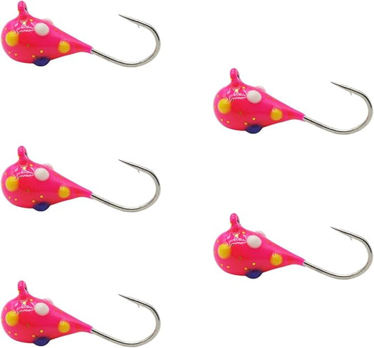 Tungsten Ice Fishing Jig Set Ice Fishing Lures, Max Sensitive Tungsten Tear Drop Ice Jig Head Hook for Panfish, Crappie, Walleye, Perch, Trout, Bluegill