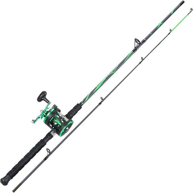 Sougayilang Progressive Glass Fishing Pole Conventional Reel Combo Medium Heavy for Catfish Salmon and Steelhead-7'0"