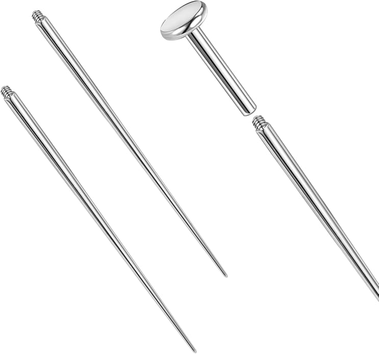 14g/16g/18g ASTM F136 Titanium Piercing Taper Insertion Pin for Internal Thread Tragus/Helix/Lip/Nose/Helix/Piercing Jewelry Cartilage Earrings Labret Nose Studs Stretcher Assistant Tool