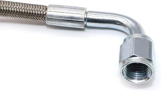 GXARTS 24" Billet Steel Braided Turbo Oil Feed Line Length 4AN 90 Degree Straight Hose Straight PTFE line straight Hose End Pressure Stainless Remote Turbocharger 551871