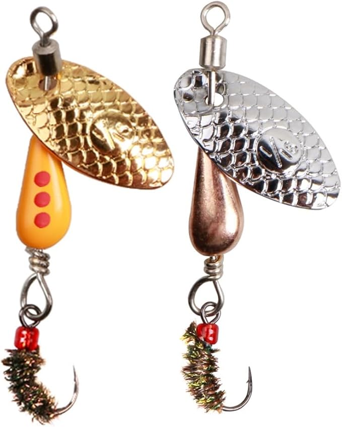 Trout Spinners - Fly Trout Fishing Lures for Bass Salmon Pike, Smallmouth Bass Lures with Brass Spinner for Lake River Fishing