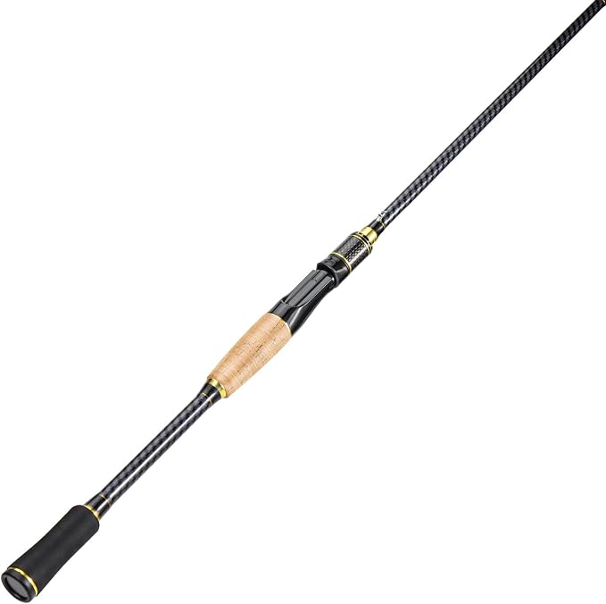 Sougayilang Fishing Rod 24-Ton Carbon&Glass Fiber Composite Spinning and Casting Rod, 2 Piece for Bass Trout Crappie Travel Fishing- 6'0"
