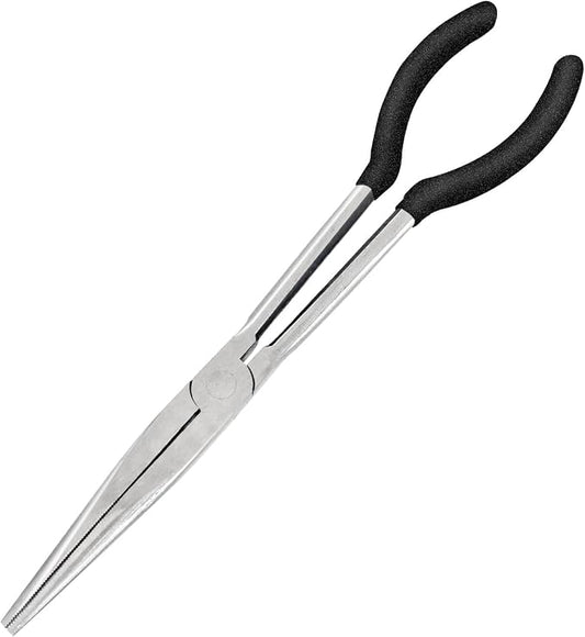 1 Piece 11 Inch Long Reach Pliers Set - Long Needle Nose Pliers Sets - Straight, Designed for Mechanics, Technicians, and Contractors| Milled-Jaws | Steel