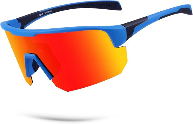 BangLong Lightweight Polarized Sports Sunglasses for Men Women, UV400 Protection Wrap-Around Sunglasses for Running Cycling
