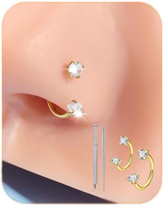 MODRSA 20g 16g 18g Piercing Taper Internal Threaded Piercing Taper Insertion Threader Tool Threadless Jewelry Changing Tool Horseshoe Nose Ring Labret Earring Studs Applicator Piercing Ball Grabber