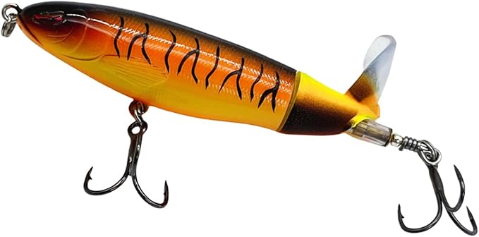 Bestac Topwater Fishing Lures Set Popper Lures for Bass Catfish Pike Perch Bass Lures with Floating Rotating Tail Artificial Hard Bait Multiple Colors