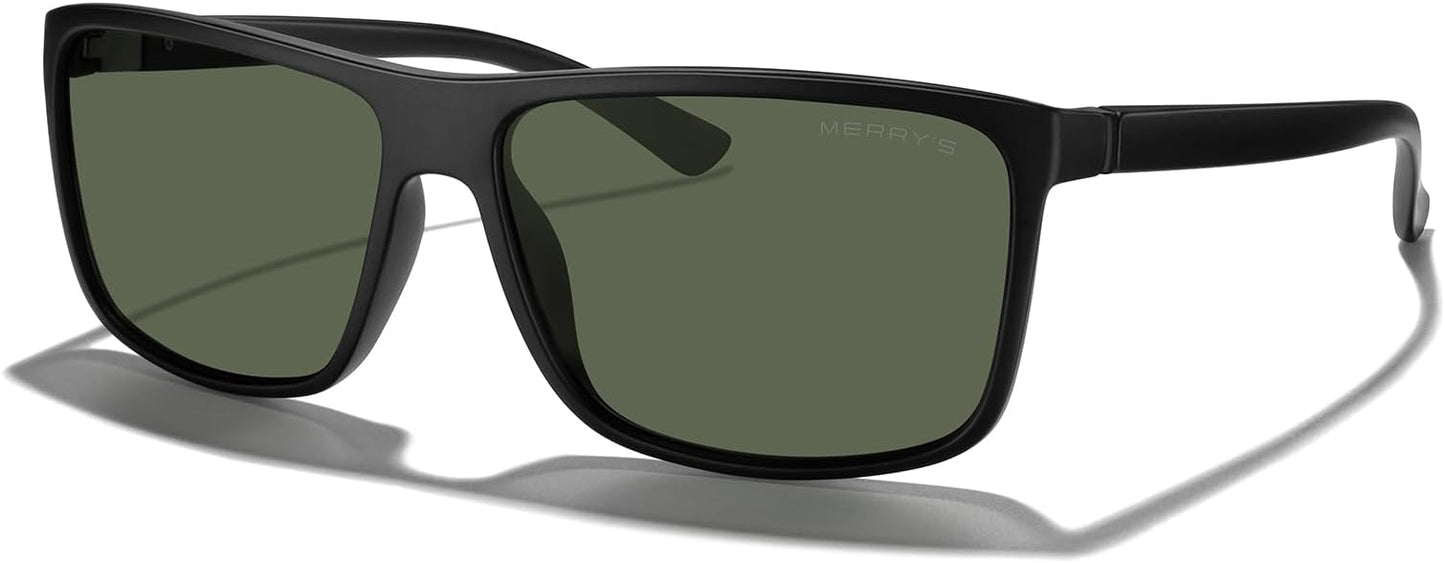 MERRY'S Rectangular Polarized Sports Sunglasses for Men Women Cycling Driving Fishing UV400 Protection S8225