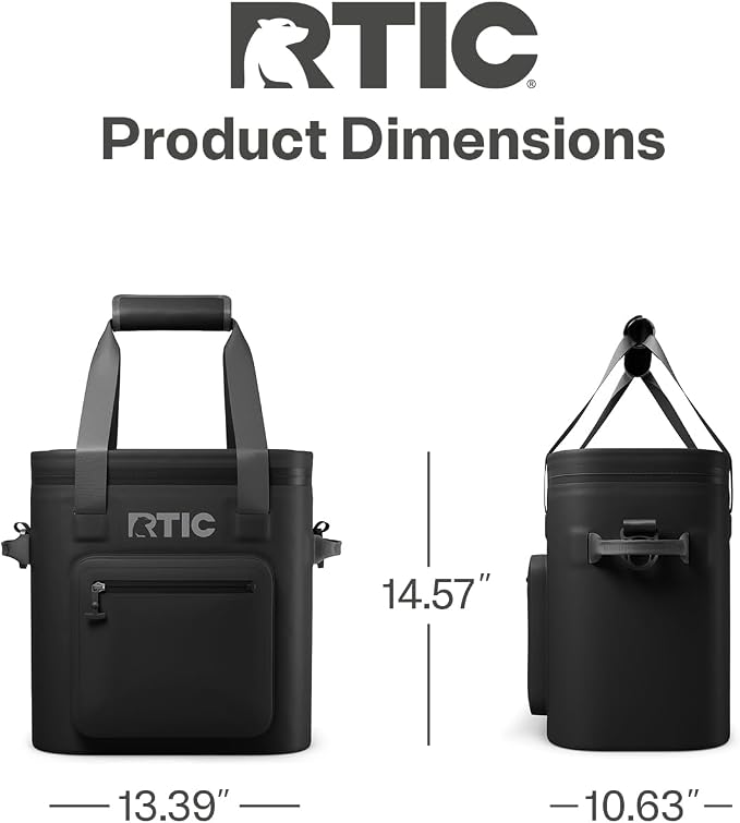 RTIC Ultra-Tough Soft Cooler Pro, Insulated, Waterproof, Leak Proof, Portable Floating Bag for Beverage, Drink, Lunch, Outdoor, Beach, Car, Camping, Picnic, Fishing, Boat