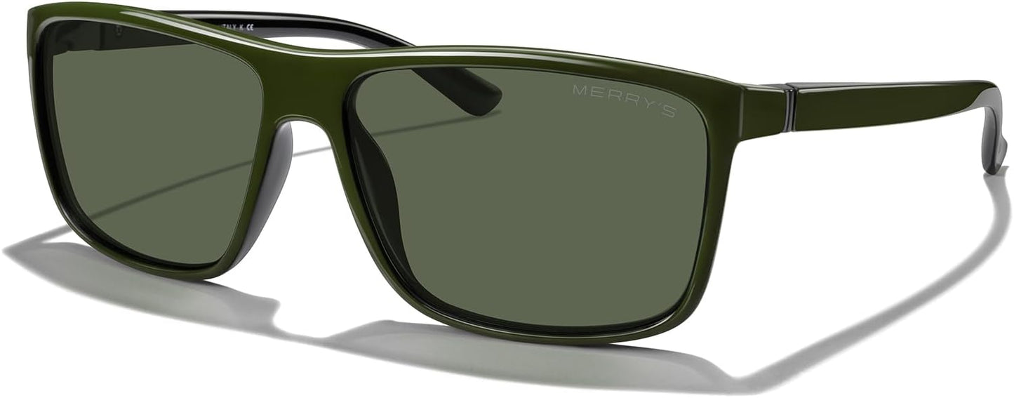 MERRY'S Rectangular Polarized Sports Sunglasses for Men Women Cycling Driving Fishing UV400 Protection S8225