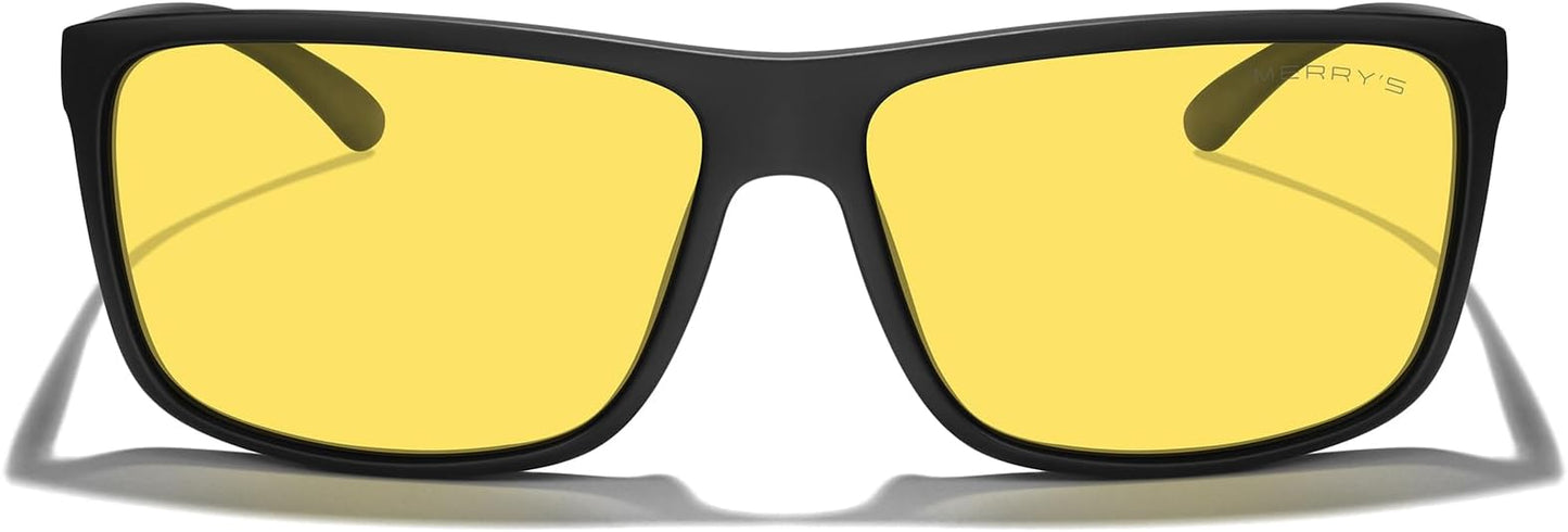 MERRY'S Rectangular Polarized Sports Sunglasses for Men Women Cycling Driving Fishing UV400 Protection S8225