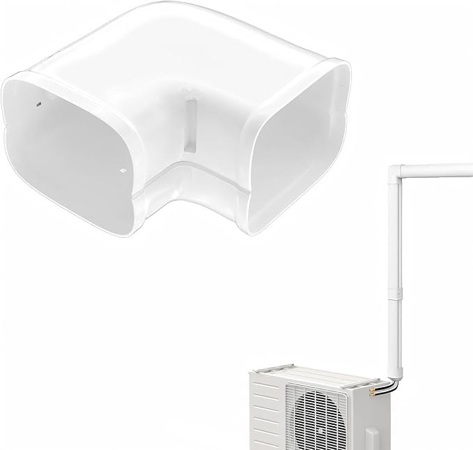 3'' Width Flat Elbow, Mini-Split Line Set Cover Accessories for Mini Split AC & Central AC, White