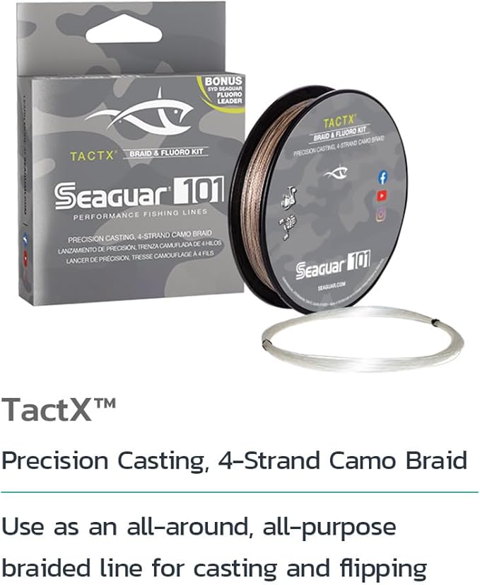 Seaguar TactX Braided Fishing Line & Fluoro Kit, with Free Leader