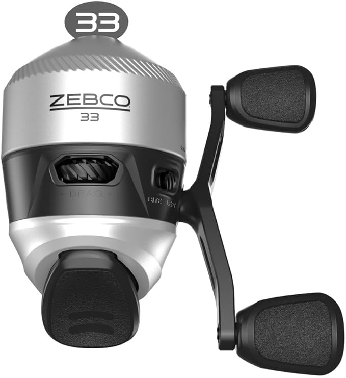 Zebco 33 Spincast Fishing Reel, Size 30 Reel, Right or Left-Hand Retrieve, 10-Pound Zebco Cajun Fishing Line, Silver/Black (Clam Packaging)