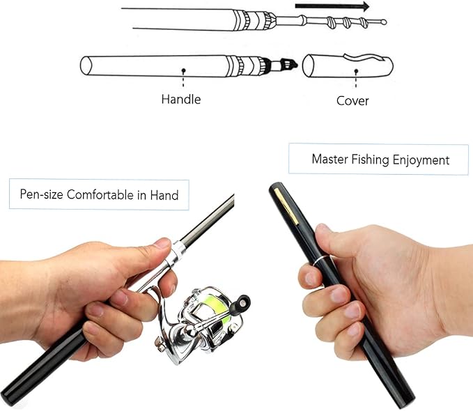 Lixada Fishing Rod Reel Combo Mini Pen Fishing Pole Kit Telescopic Fishing Rod Spinning Reel Combo Kit